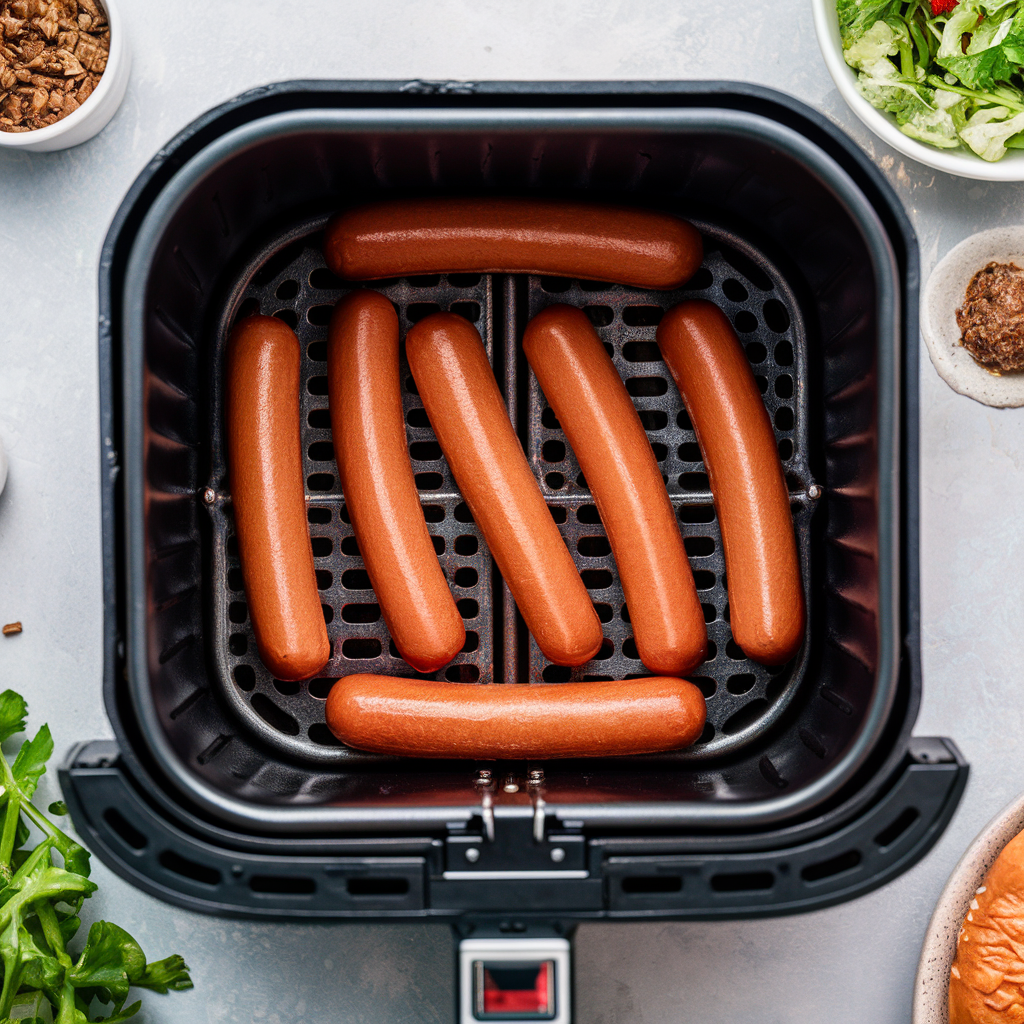 Arrange the Hot Dogs in the Air Fryer